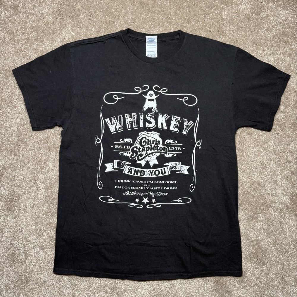 Chris Stapleton's All American Road Show Tour  Whiskey  Black T- Shirt Size L
